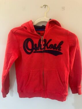OshKosh B'gosh Bright Red Zip-Up Hoodie with Navy Logo
